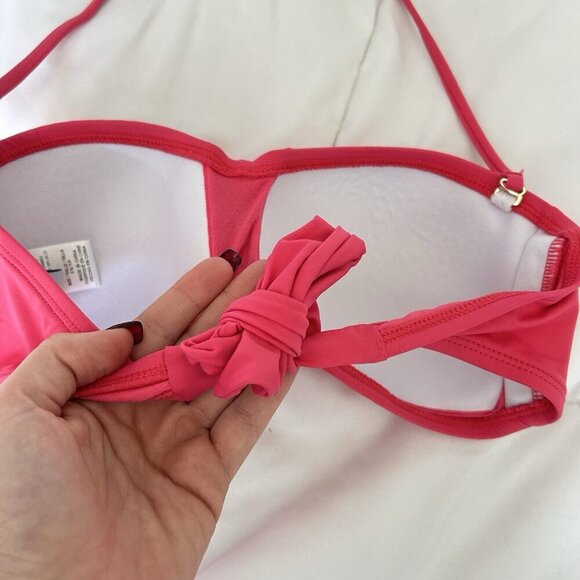 Tommy Bahama Womens XS Bandeau Bikini Top Halter Strap Pink Padded Summer Beach - Picture 4 of 7